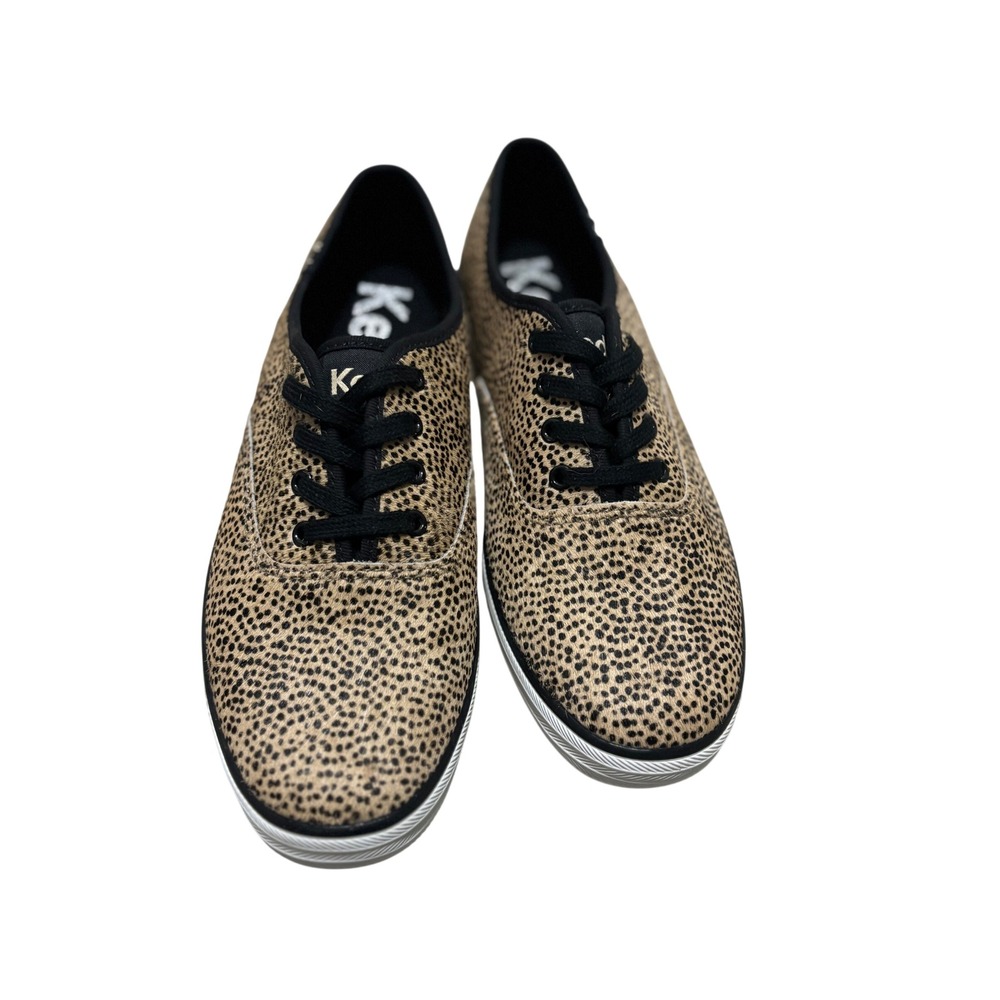 Keds Champion Cheetah Animal Print Calf Hair Sneakers Tan Black KW-CHAMP-8A 7.5M